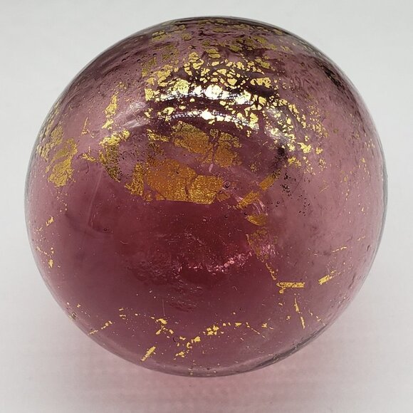 Murano Vintage Small Amethyst Gold Aventurine Hand Blown Art Glass Pear - Picture 6 of 9